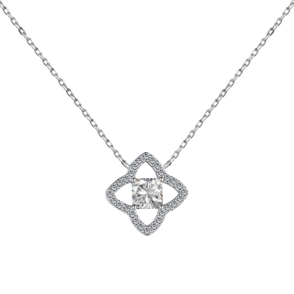 [Sparkling Aurora]Exquisite Flower Shape Princess Cut Necklace