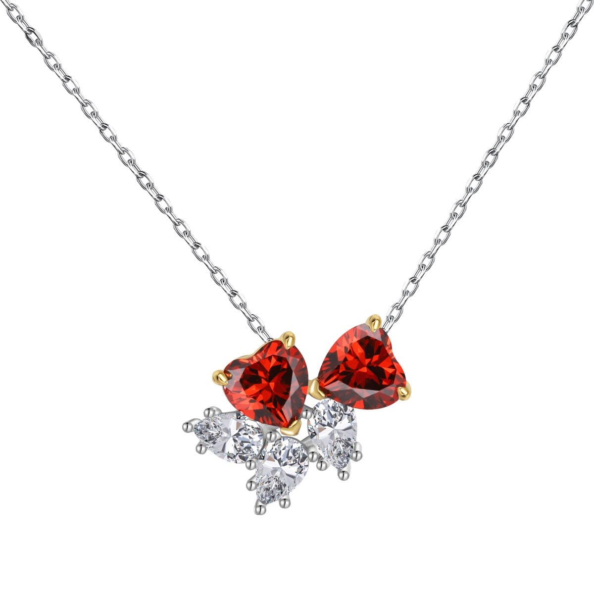 [Sparkling Aurora]Dainty Red Heart Necklace