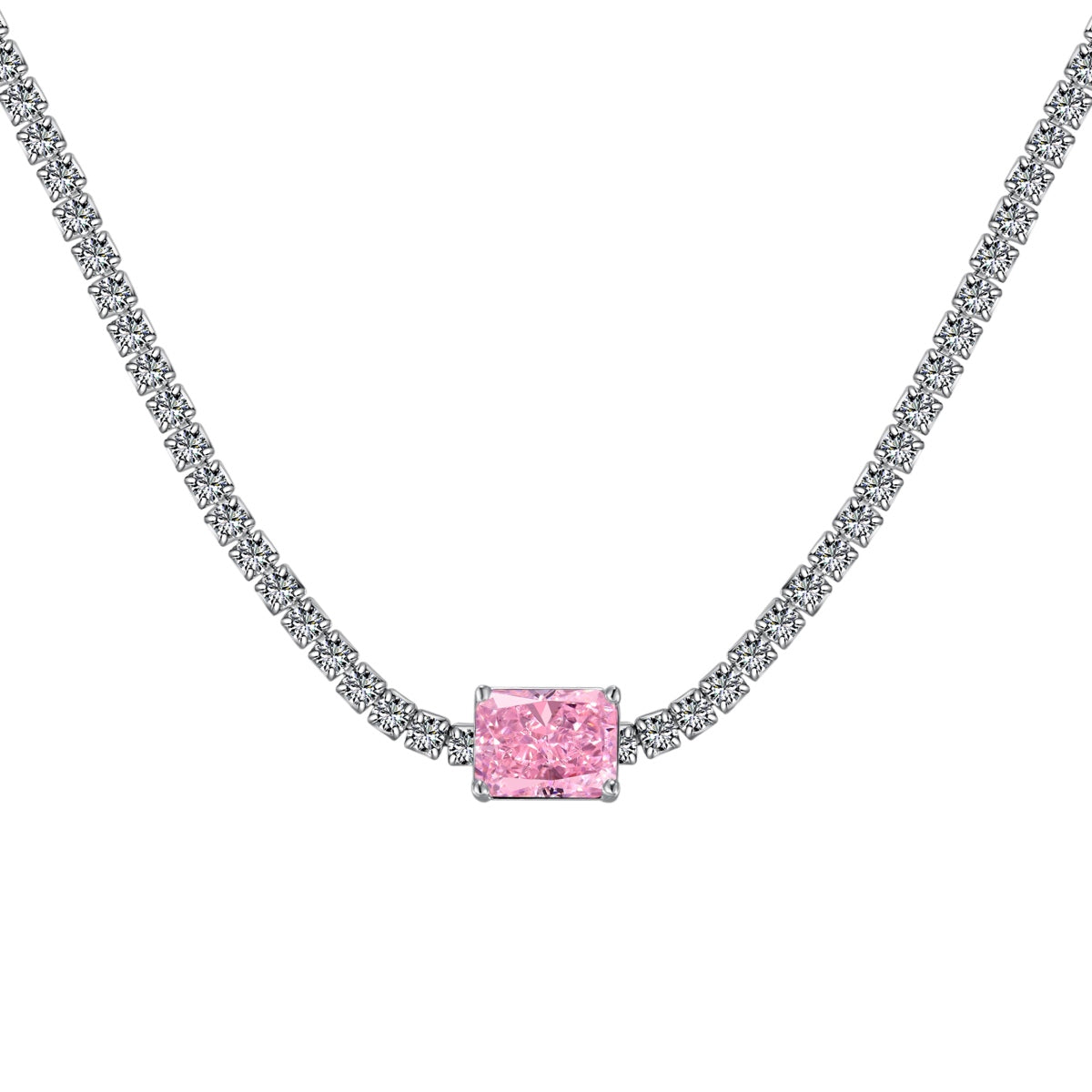 [Sparkling Aurora]2.0 carat Ornate Emerald Cut Necklace