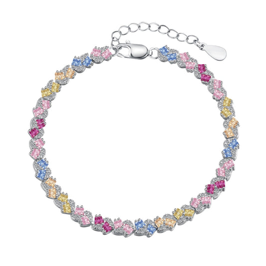 [Sparkling Aurora]Ornate Colorful Flower Shape Party Bracelet