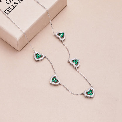 [Sparkling Aurora]Sparkling Five Heart Necklace