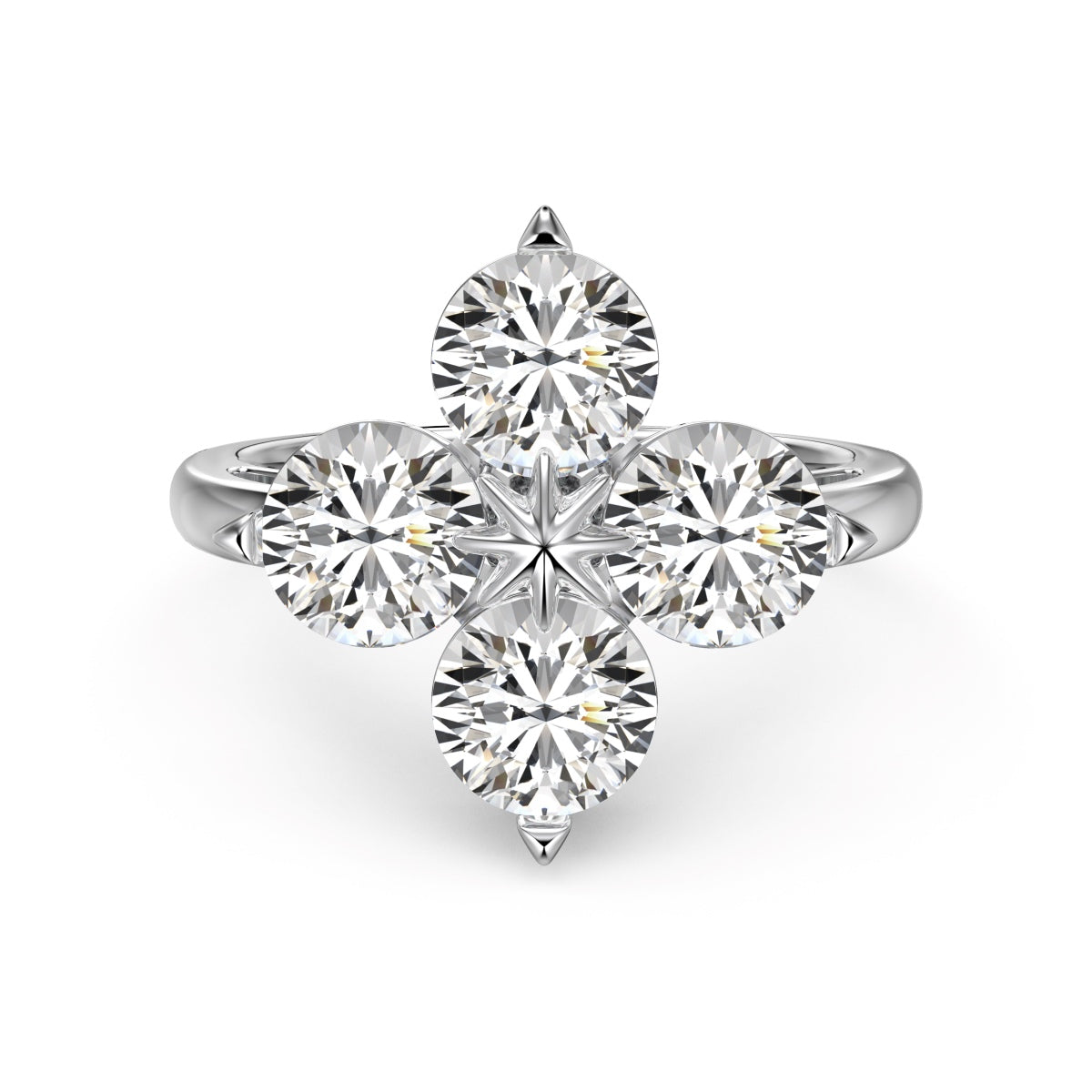 [Sparkling Aurora]Four-Leaf Clover Eight-Pointed Star Ring