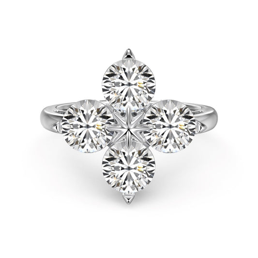 [Sparkling Aurora]Four-Leaf Clover Eight-Pointed Star Ring