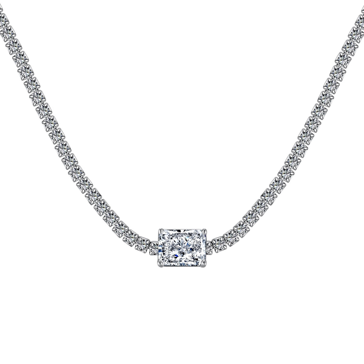 [Sparkling Aurora]2.0 carat Ornate Emerald Cut Necklace