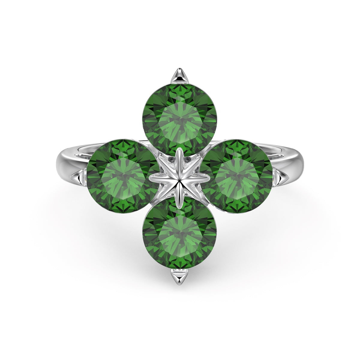 [Sparkling Aurora]Four-Leaf Clover Eight-Pointed Star Ring