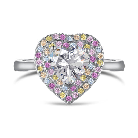 [Sparkling Aurora]Delicate Ebullient Heart Shape Wedding Ring