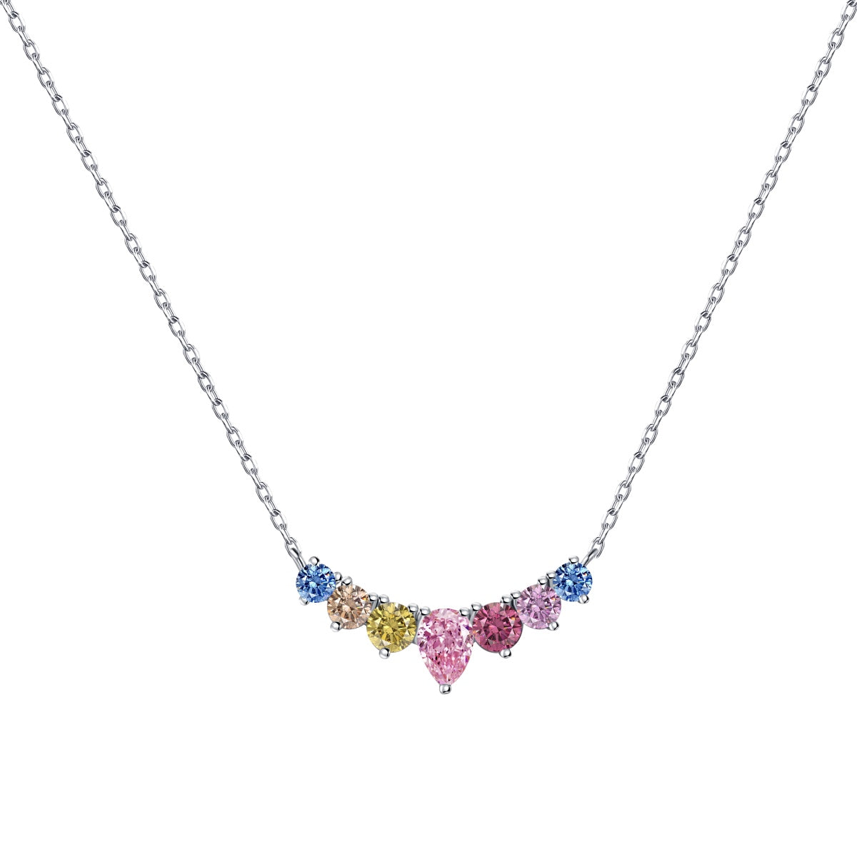 [Sparkling Aurora]Dainty Colorful Heart Necklace