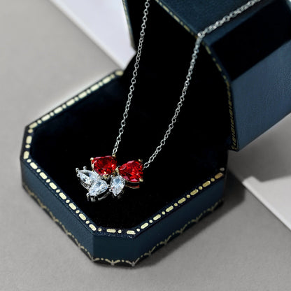 [Sparkling Aurora]Dainty Red Heart Necklace