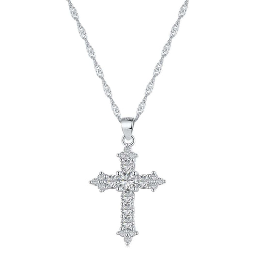 [Sparkling Aurora]Delicate Cross Shape Necklace