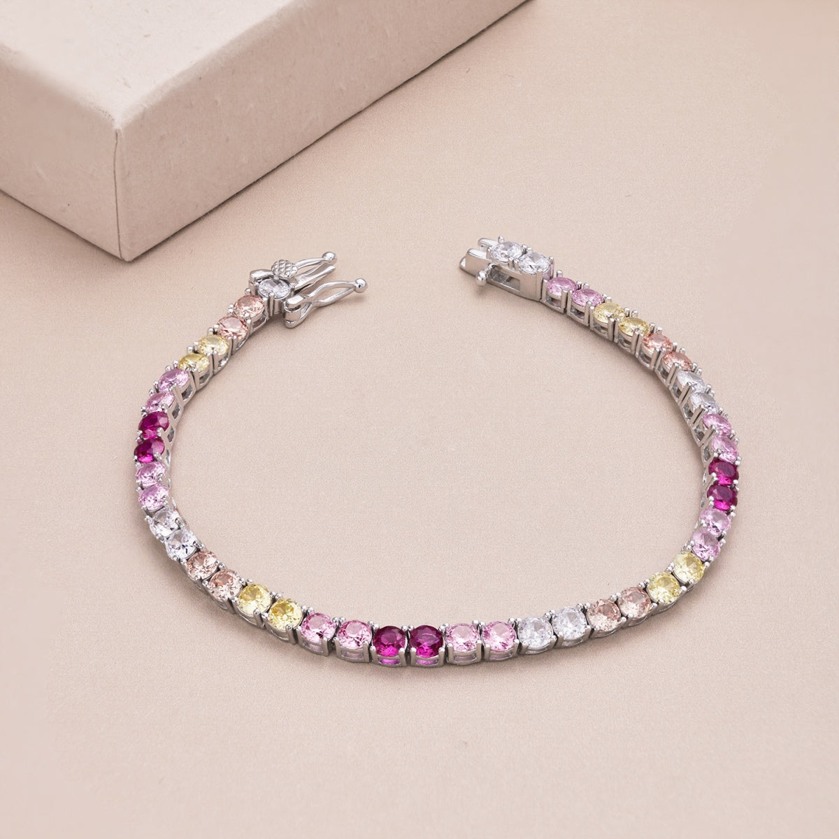 [Sparkling Aurora]Radiant Colorful Round Cut Tennis Bracelet