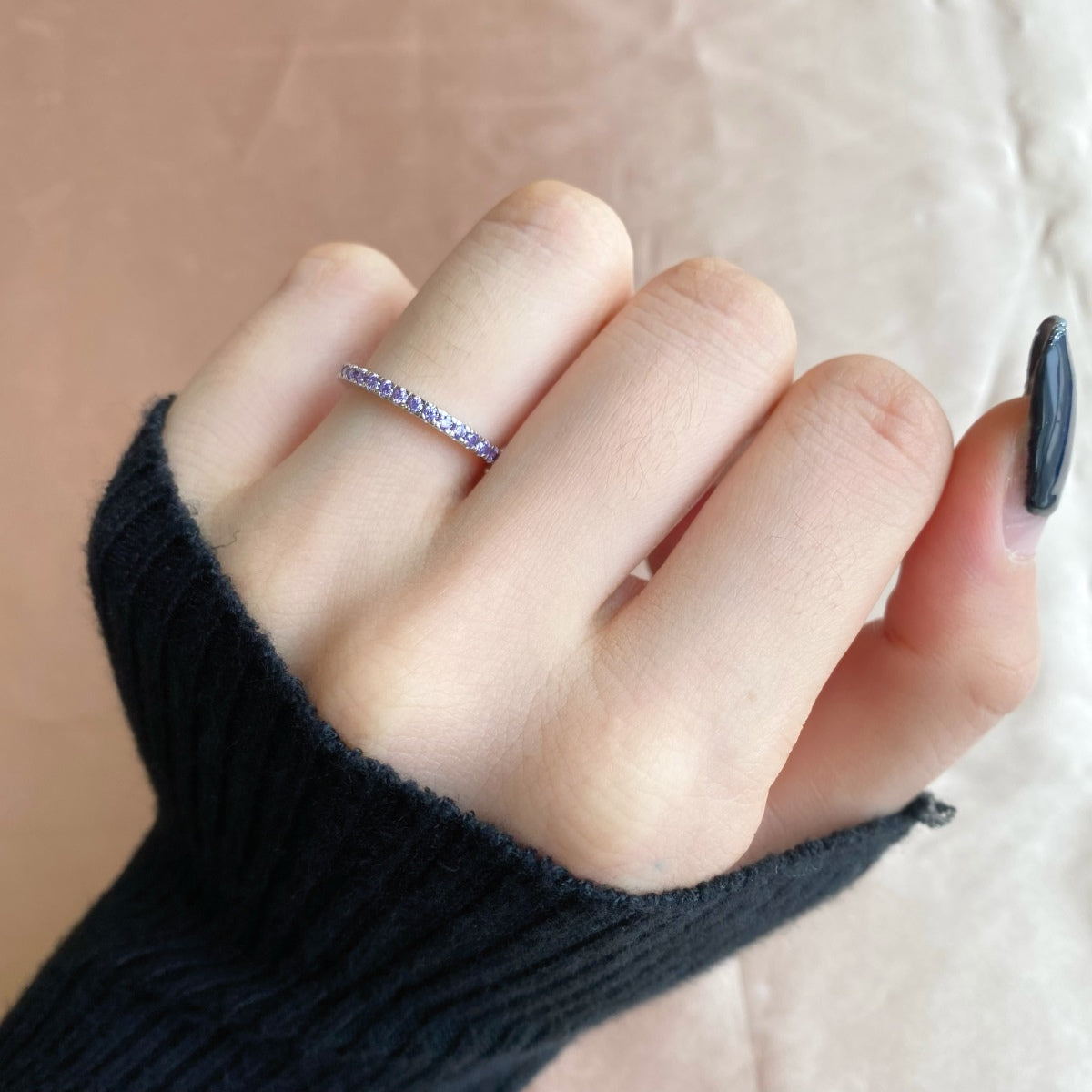 [Sparkling Aurora]Delicate Sparkling Round Cut Daily Ring