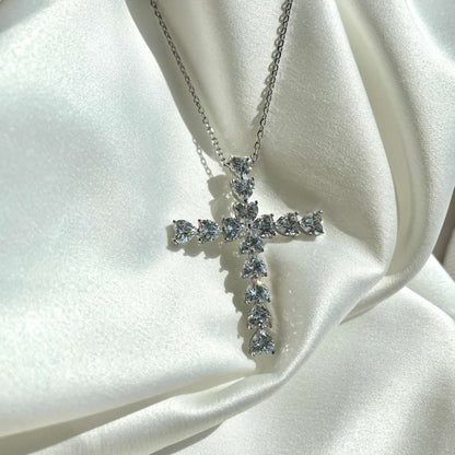 [Sparkling Aurora]Radiant Cross Shape Necklace