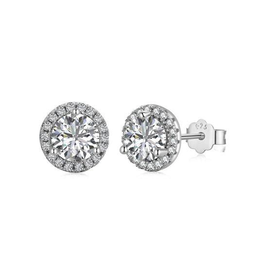 [Sparkling Aurora]Classic Princess Round Shape Earrings