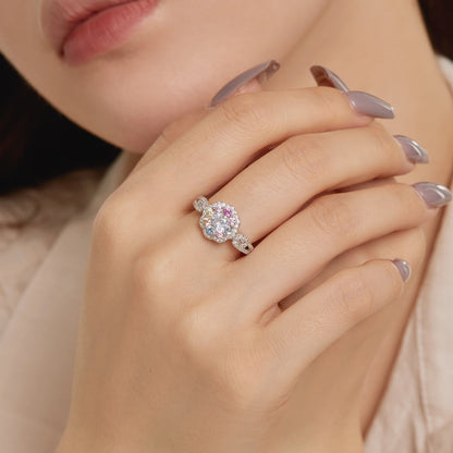 [Sparkling Aurora]Delicate Colorful Round Cut Flower Shape Wedding Ring