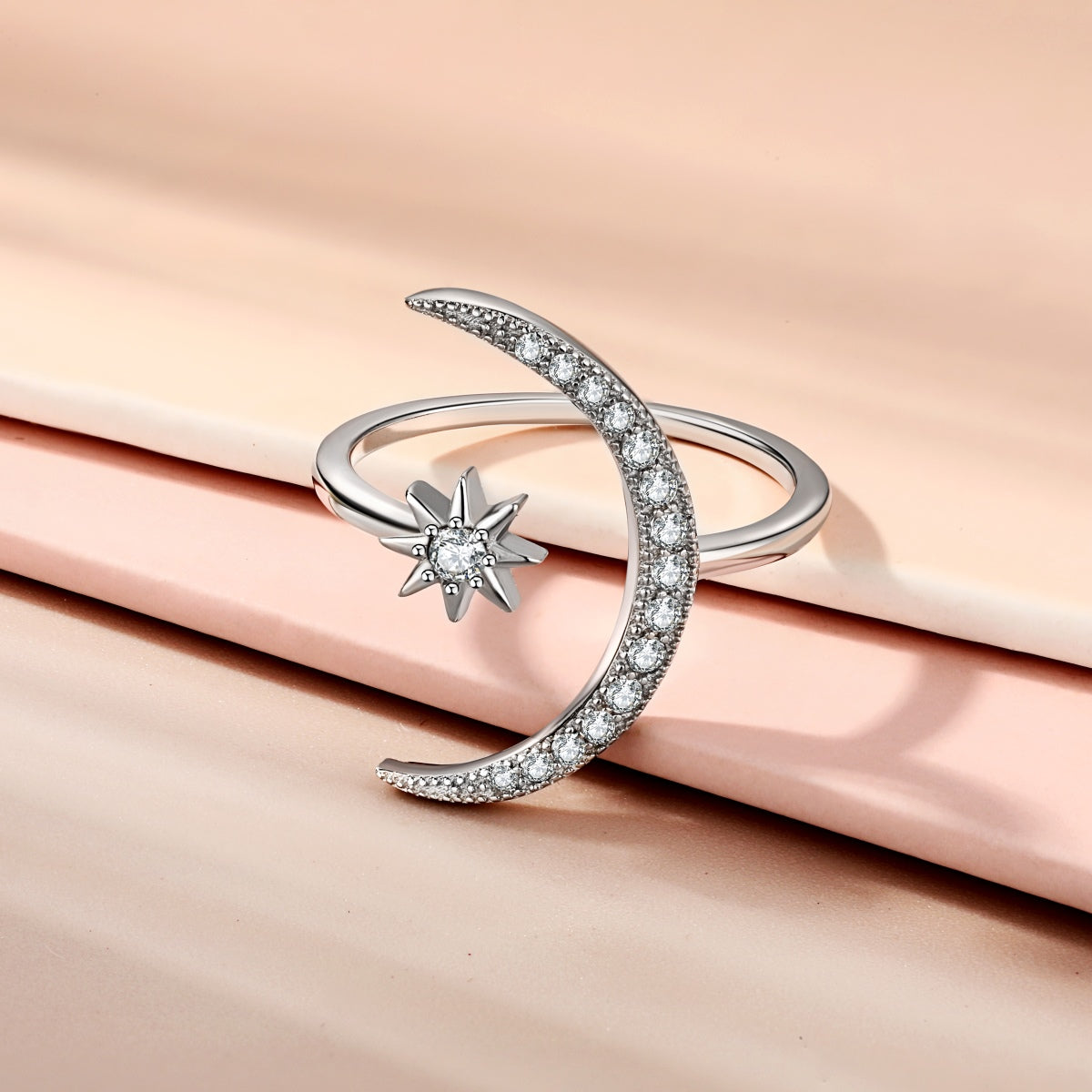 [Sparkling Aurora]Eternity Moon & Star Ring