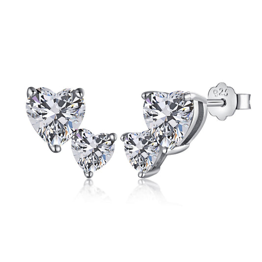 [Sparkling Aurora]Double Heart-Shape Classic Princess Style Earrings