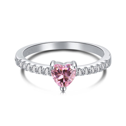 [Sparkling Aurora]0.5 Carat CaratEternity Charming Heart Shape Lover Ring