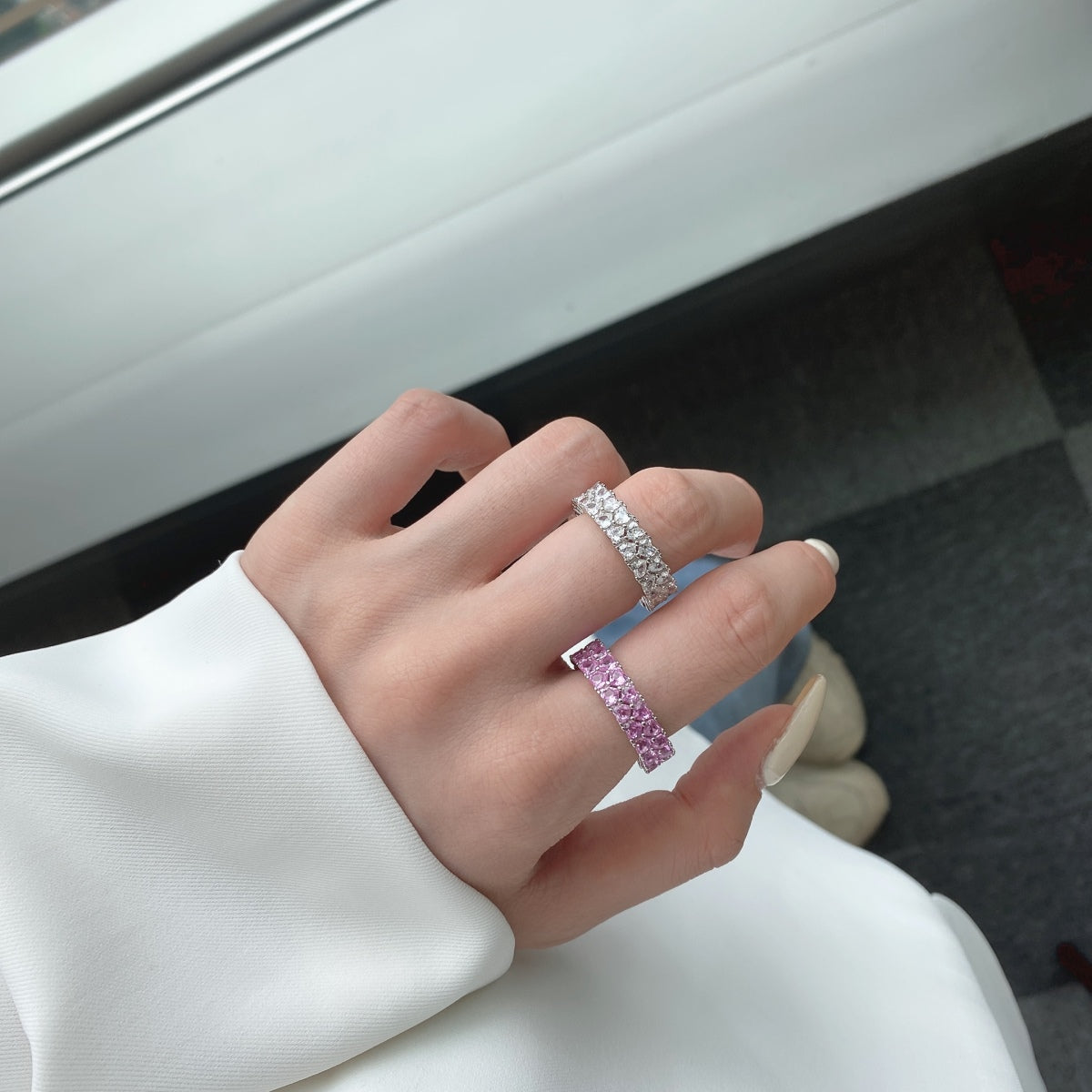 [Sparkling Aurora]Sparkling Full Heart Ring