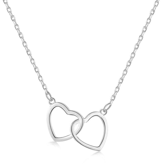 [Sparkling Aurora]Sterling Silver Love Double Ring Necklace