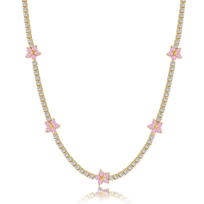 [Sparkling Aurora]Luxurious Colorful Flower Tennis Necklace