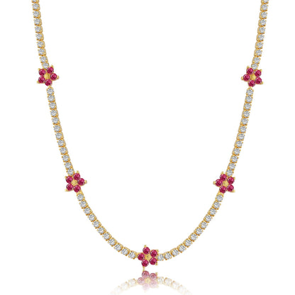 [Sparkling Aurora]Luxurious Colorful Flower Tennis Necklace