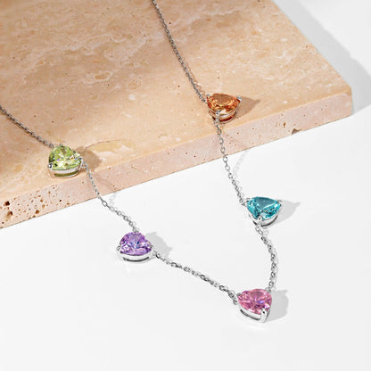 [Sparkling Aurora]Sparkling Colorful Heart Cut Necklace