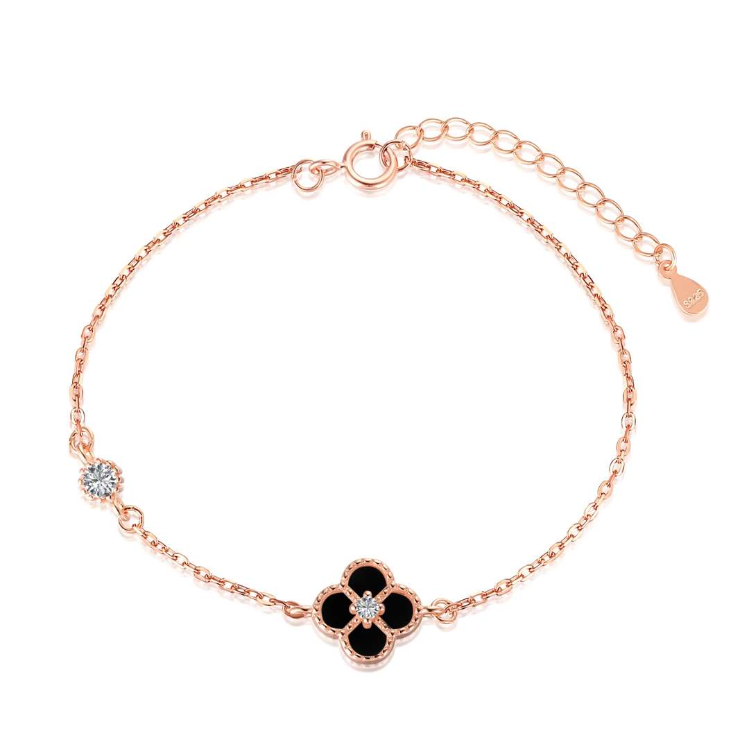 [Sparkling Aurora]Delicate Four Leaf Clover Bracelet