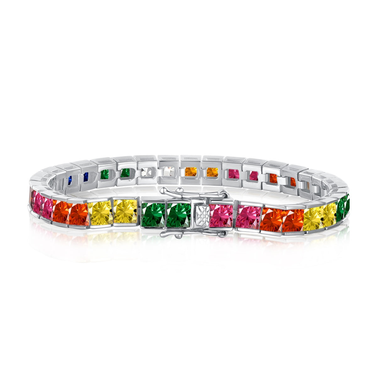 [Sparkling Aurora]Radiant Colorful Princess Cut Tennis Bracelet