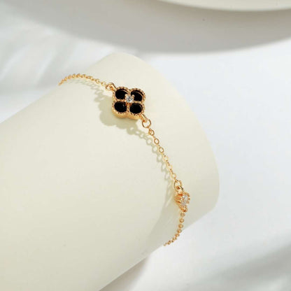 [Sparkling Aurora]Delicate Four Leaf Clover Bracelet