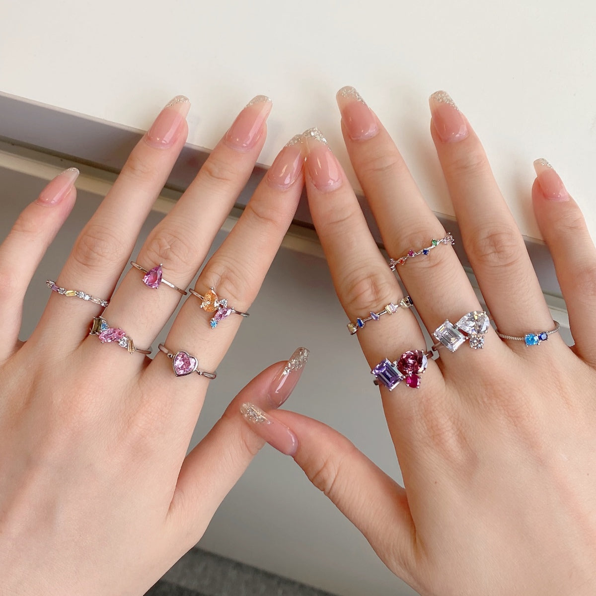 [Sparkling Aurora]Radiant Colorful Round Cut Daily Ring