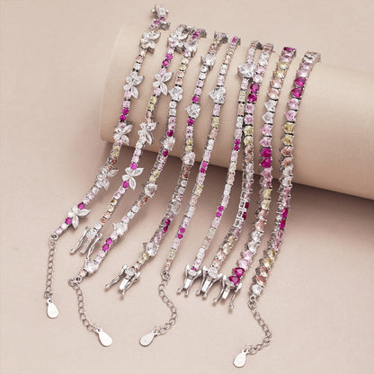 [Sparkling Aurora]Romantic Heart Shape Round Cut Lover Bracelet