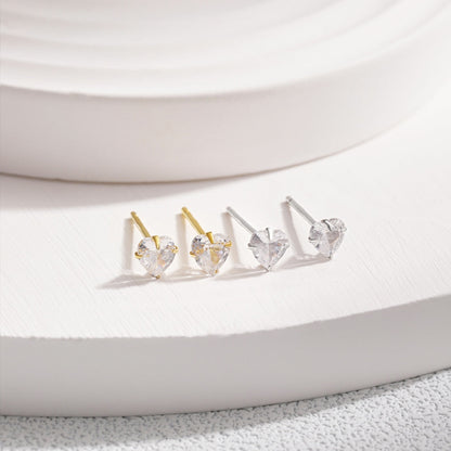 [Sparkling Aurora]Sparkling Heart Shaped Simple Earrings