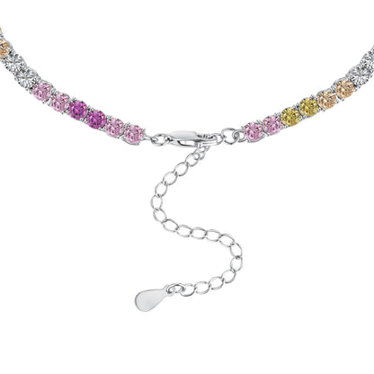 [Sparkling Aurora]Delicate Colorful Tennis Necklace