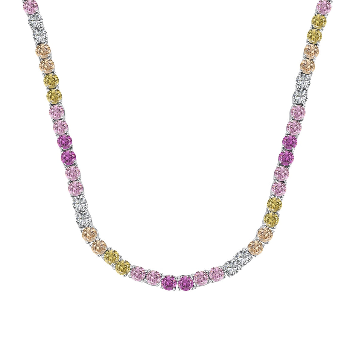 [Sparkling Aurora]Delicate Colorful Tennis Necklace