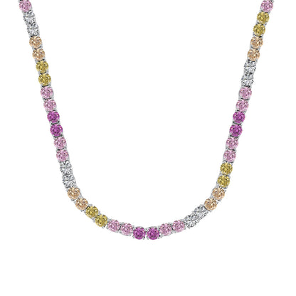 [Sparkling Aurora]Delicate Colorful Tennis Necklace