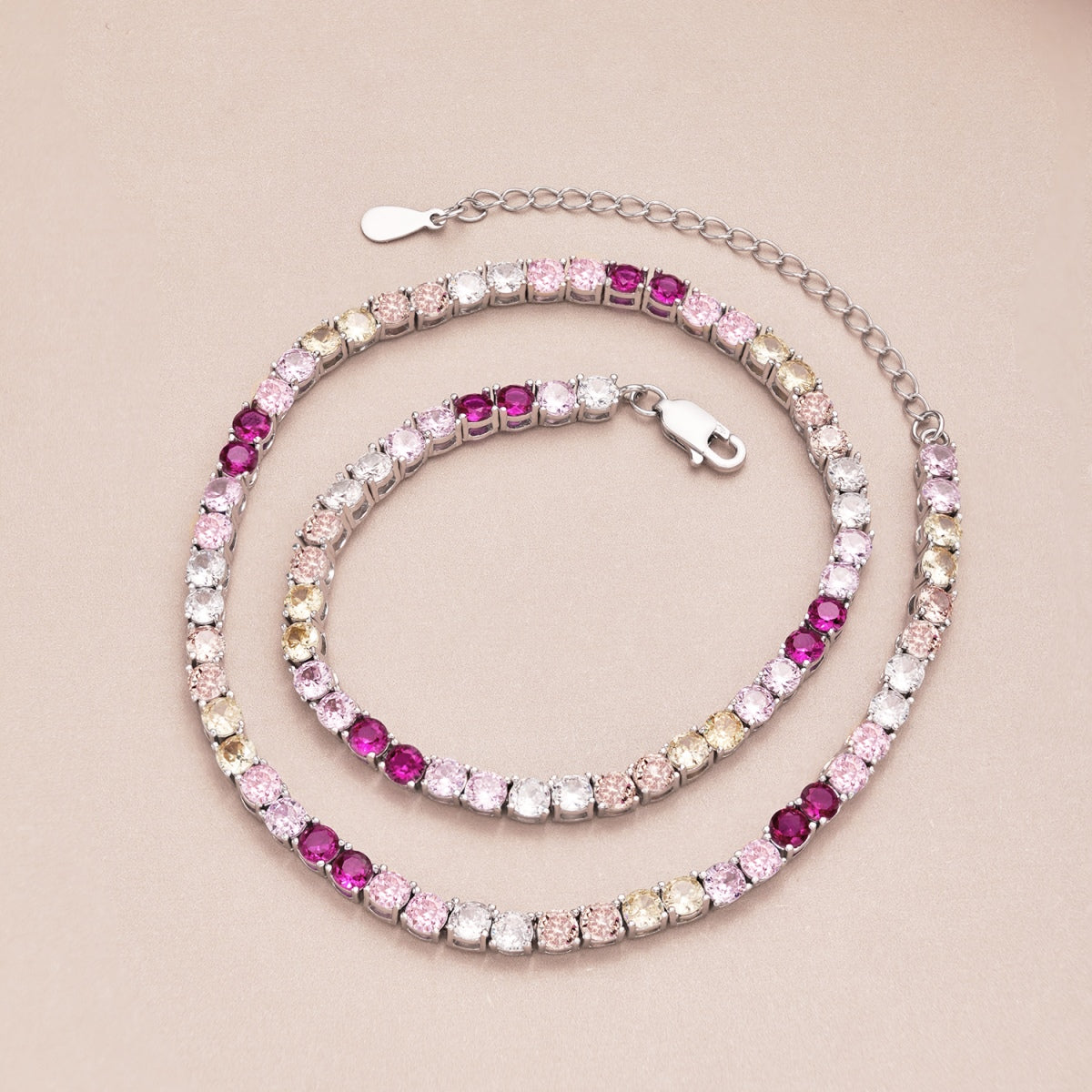 [Sparkling Aurora]Delicate Colorful Tennis Necklace