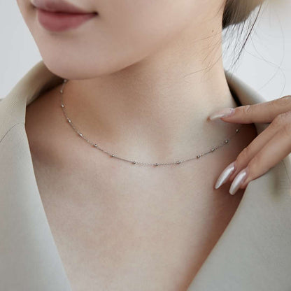 [Sparkling Aurora]Small Bead Clavicle Chain Simple Necklace