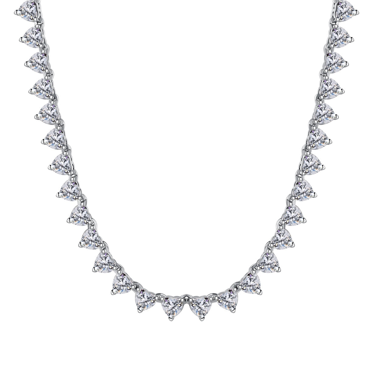 [Sparkling Aurora]Ornate Heart Cut Tennis Necklace