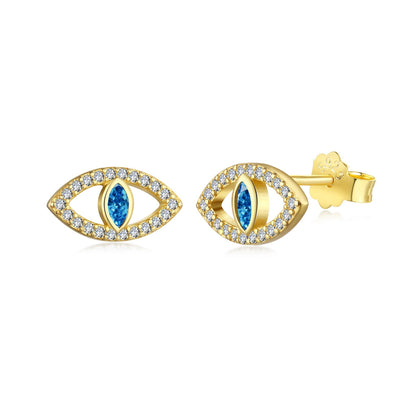 [Sparkling Aurora]Blue Devil Eyes Hollow Stud Earrings