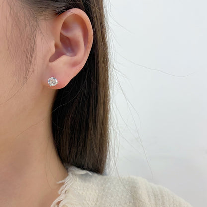 [Sparkling Aurora]Dainty Round Shape Earrings