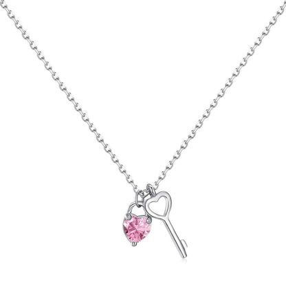 [Sparkling Aurora]Unique Heart Shape Key Pendent Necklace