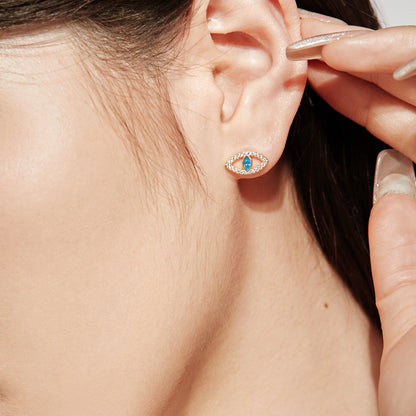 [Sparkling Aurora]Blue Devil Eyes Hollow Stud Earrings