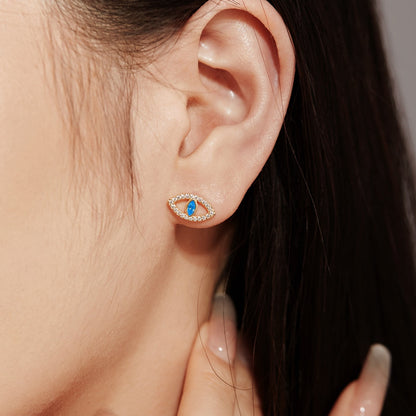 [Sparkling Aurora]Blue Devil Eyes Hollow Stud Earrings