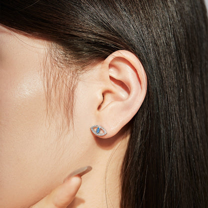 [Sparkling Aurora]Blue Devil Eyes Hollow Stud Earrings