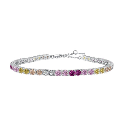 [Sparkling Aurora]Radiant Colorful Round Cut Tennis Bracelet