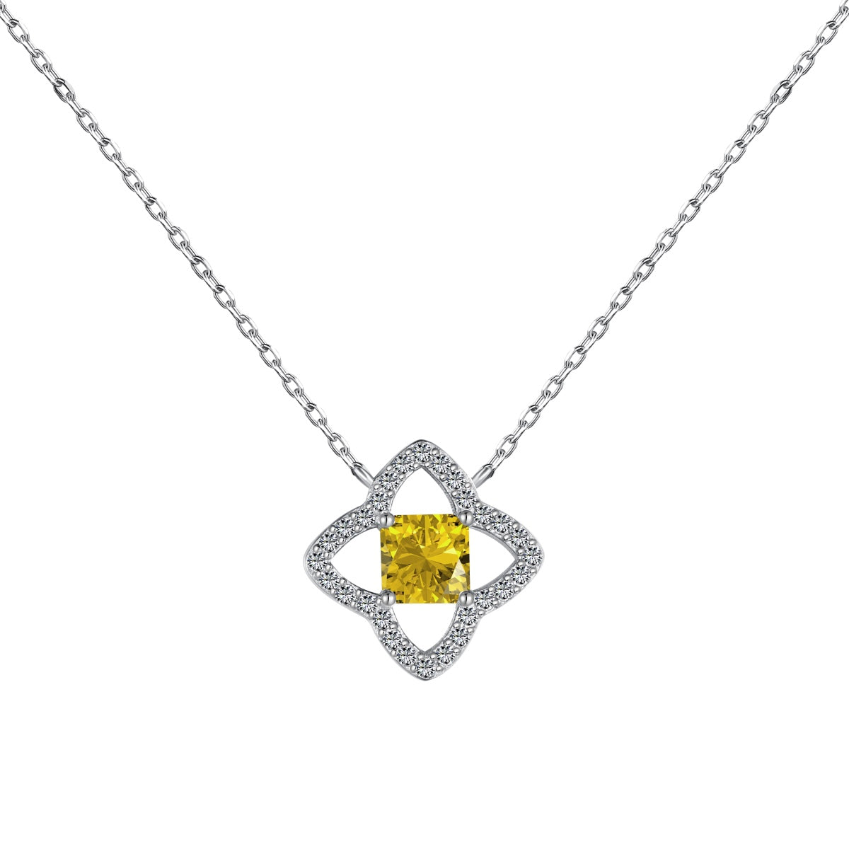 [Sparkling Aurora]Exquisite Flower Shape Princess Cut Necklace