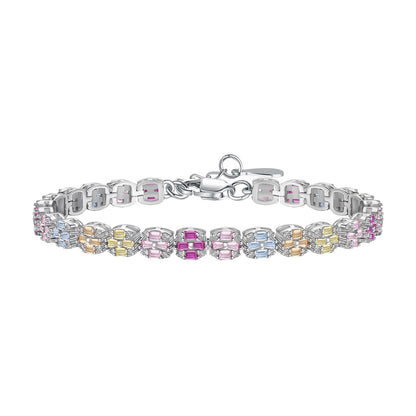 [Sparkling Aurora]Delicate Colorful Emerald Cut Daily Bracelet