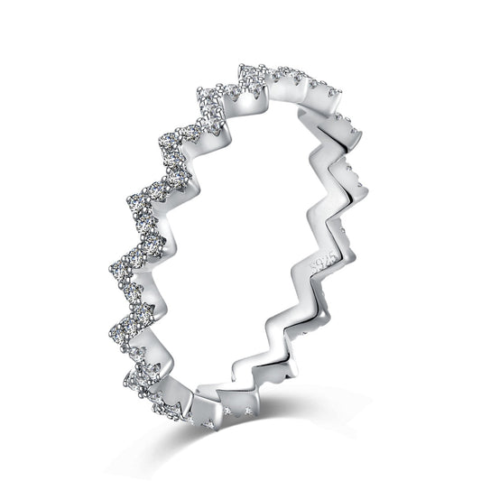 [Sparkling Aurora]Delicate Enchanting Wave Shape Daily Ring