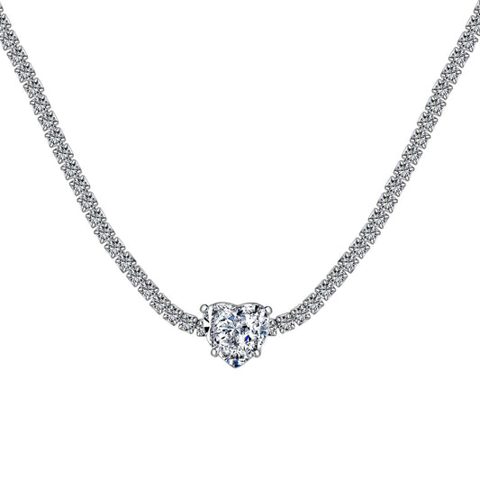 [Sparkling Aurora]2.0 Carat Sparkling Tennis Heart Cut Necklace