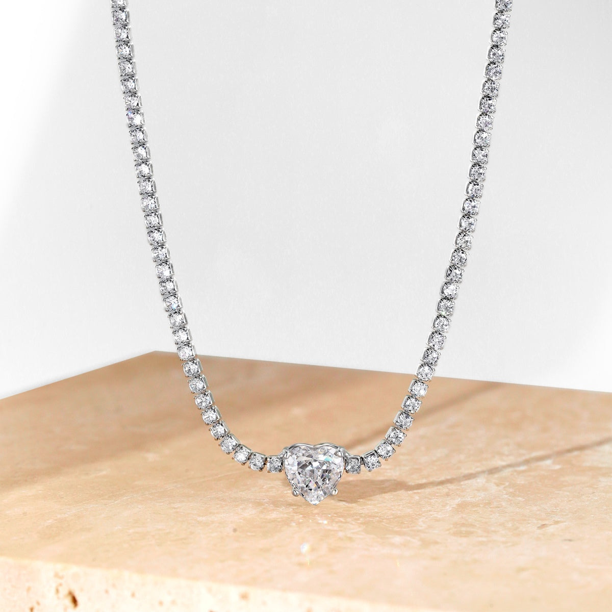 [Sparkling Aurora]2.0 Carat Sparkling Tennis Heart Cut Necklace